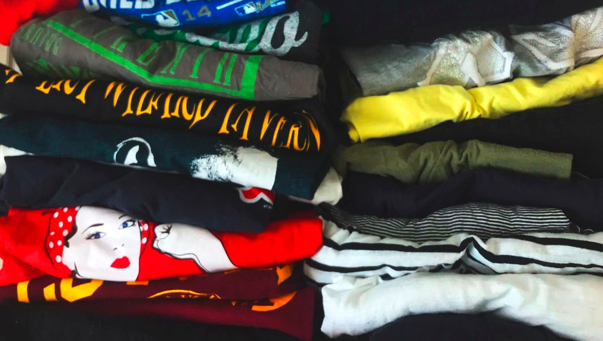 Stash your weed in between your T-shirts pile.
