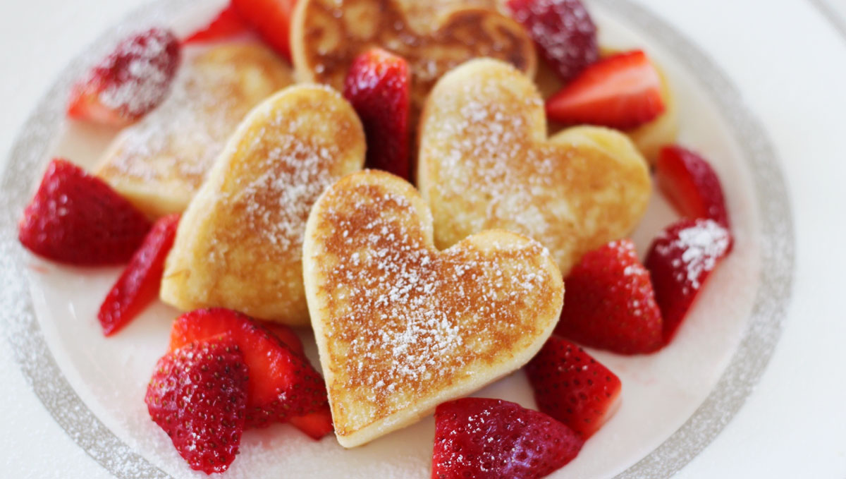 Make some heart-shaped pancakes to cover the after sex and wake'n'bake munchies.