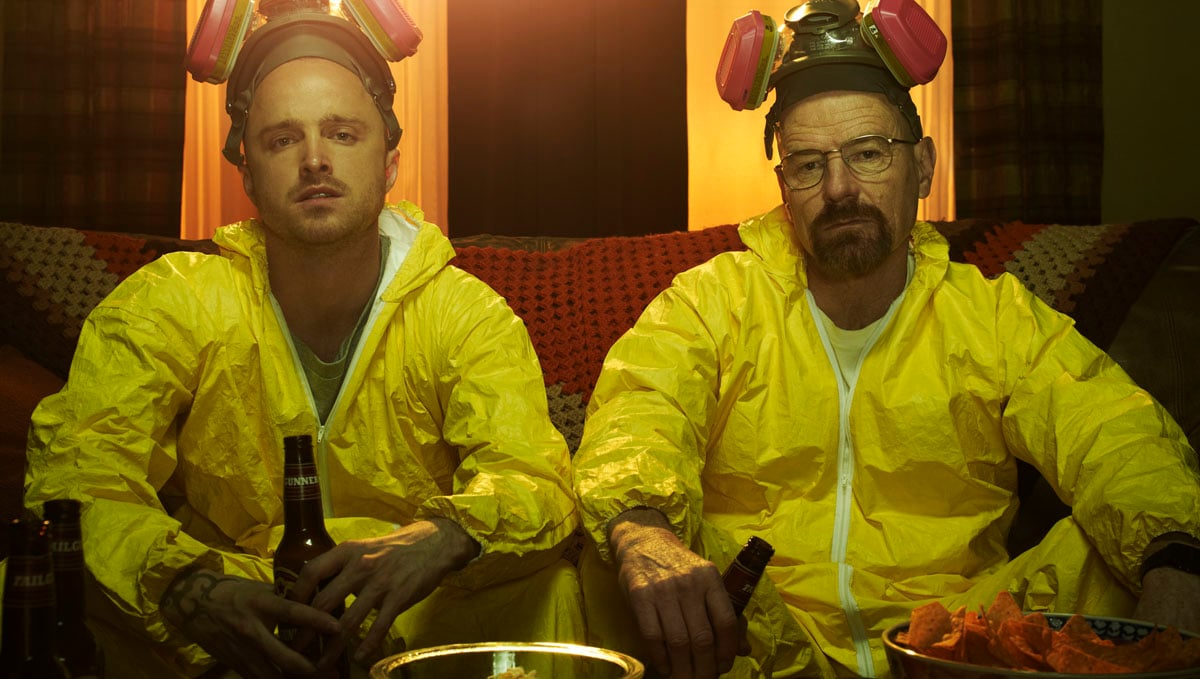 Aaron Paul and Bryan Cranston as Jesse Pinkman and Walter White for Breaking Bad.