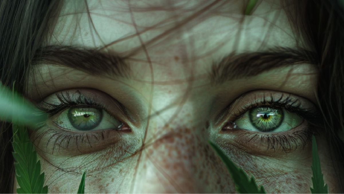 Does Marijuana Boost Brain Power or Harm It? A young freckled woman's green eyes up close
