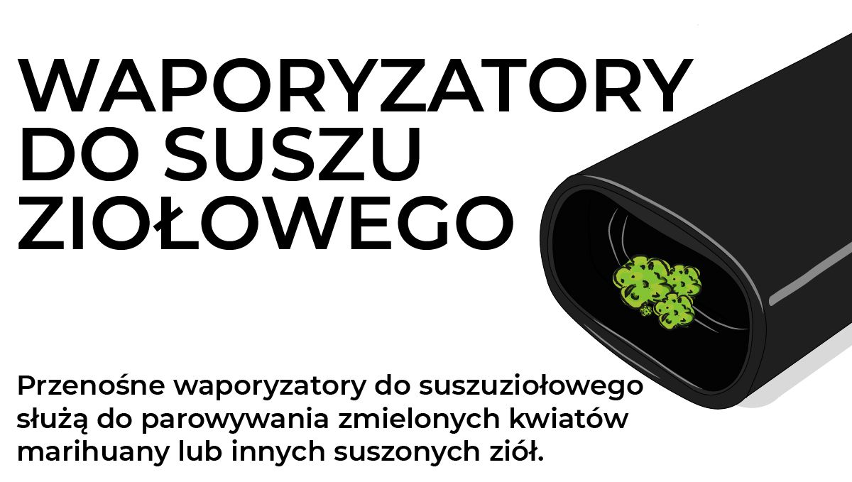 Ilustracja przedstawiająca waporyzator do suchych ziół konopi indyjskich