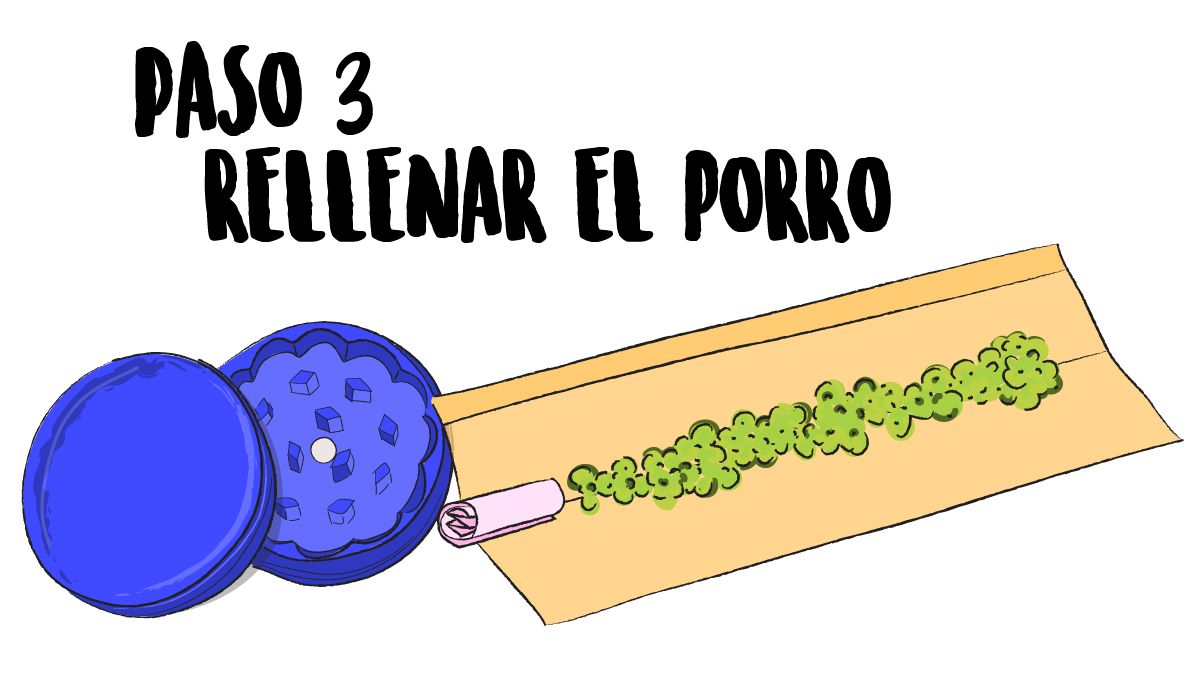 Liar un porro: Gu&iacute;a paso a paso: Aseg&uacute;rate de que el lado adhesivo del papel de liar est&eacute; mirando hacia ti antes de comenzar a rolar.
