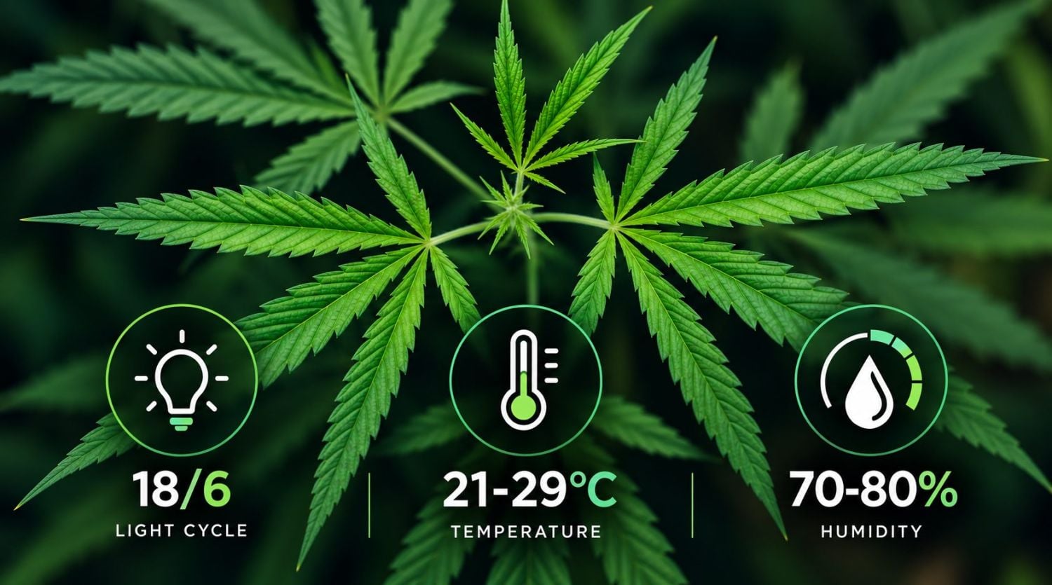 Condiciones óptimas para el cannabis en la etapa vegetativa.