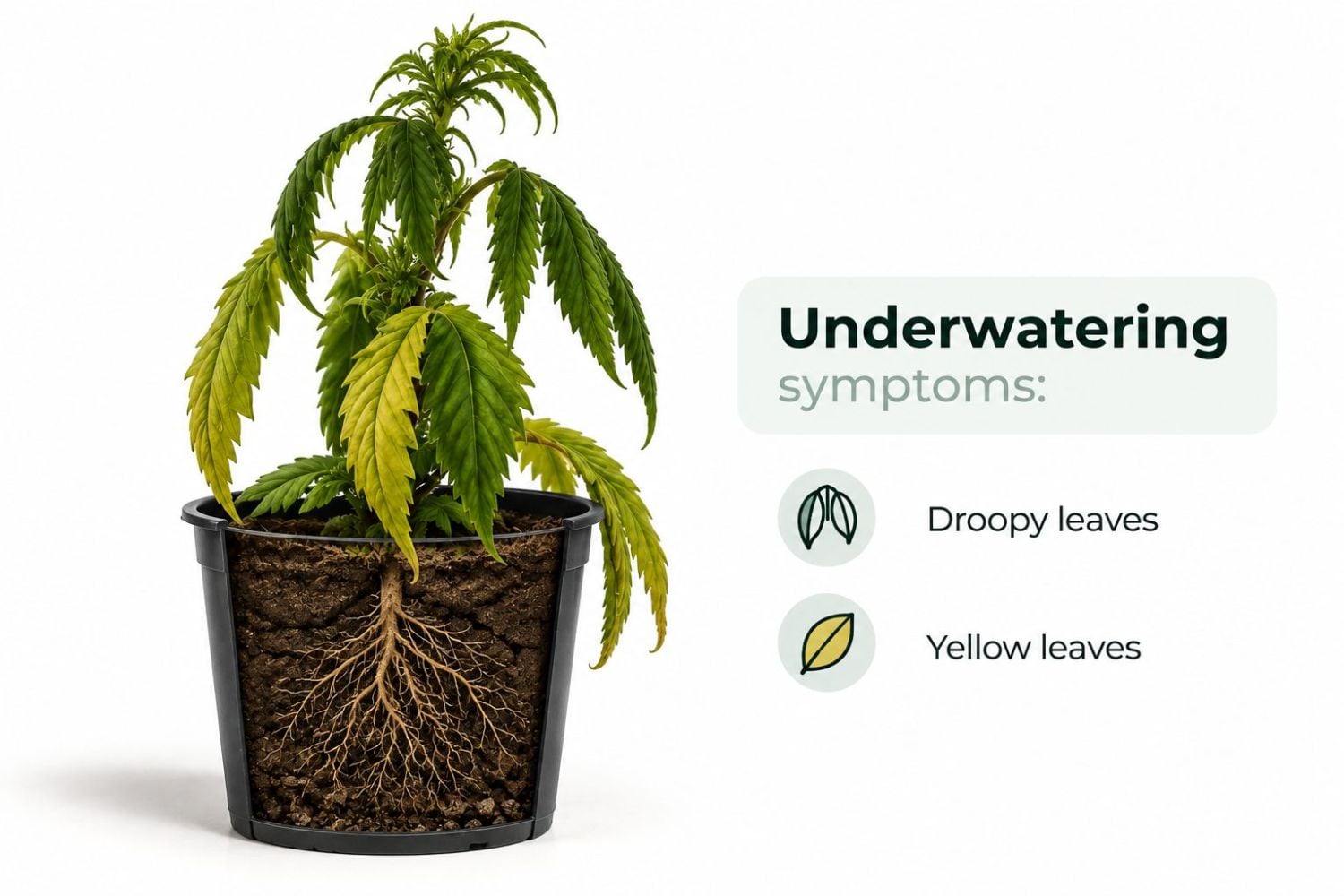 Common cannabis seedling problems: underwatering Common cannabis seedling problems: underwatering