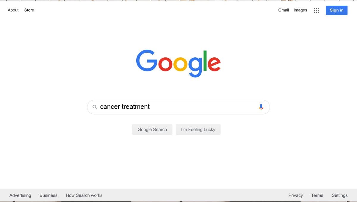 What is Rick Simpson Oil (RSO): Does It Work? The Google page with a search term 'cancer treatment' in the search box What is Rick Simpson Oil (RSO): Does It Work? The Google page with a search term 'cancer treatment' in the search box