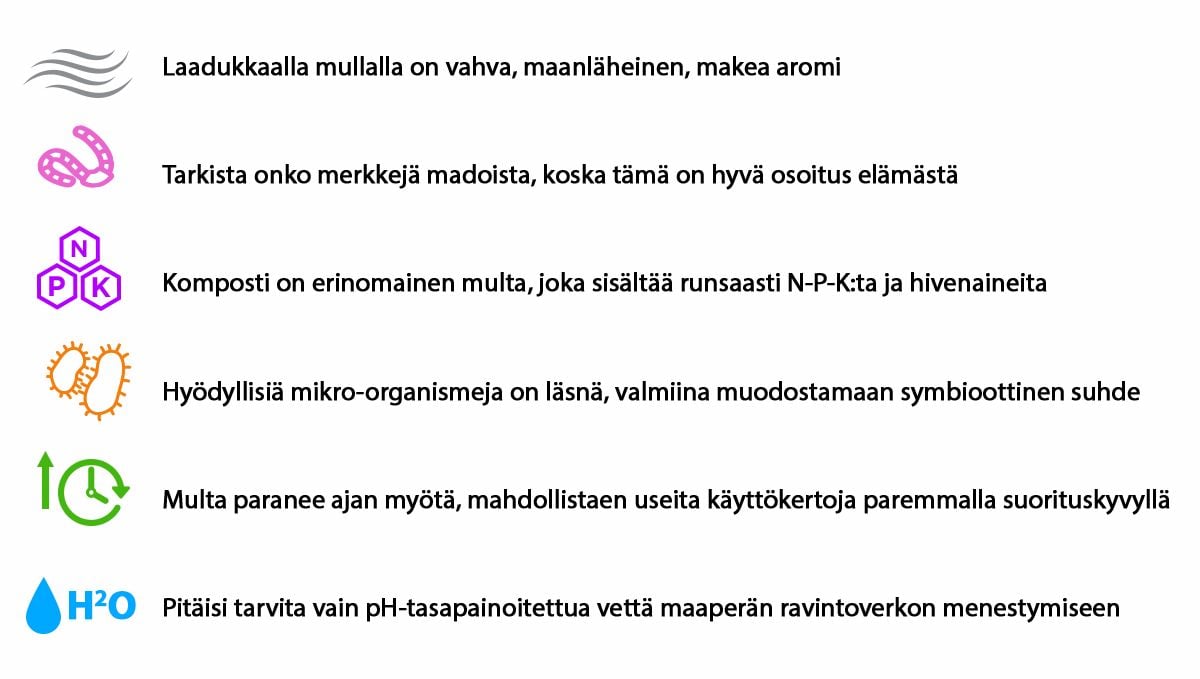 Laadukkaan mullan ominaisuudet