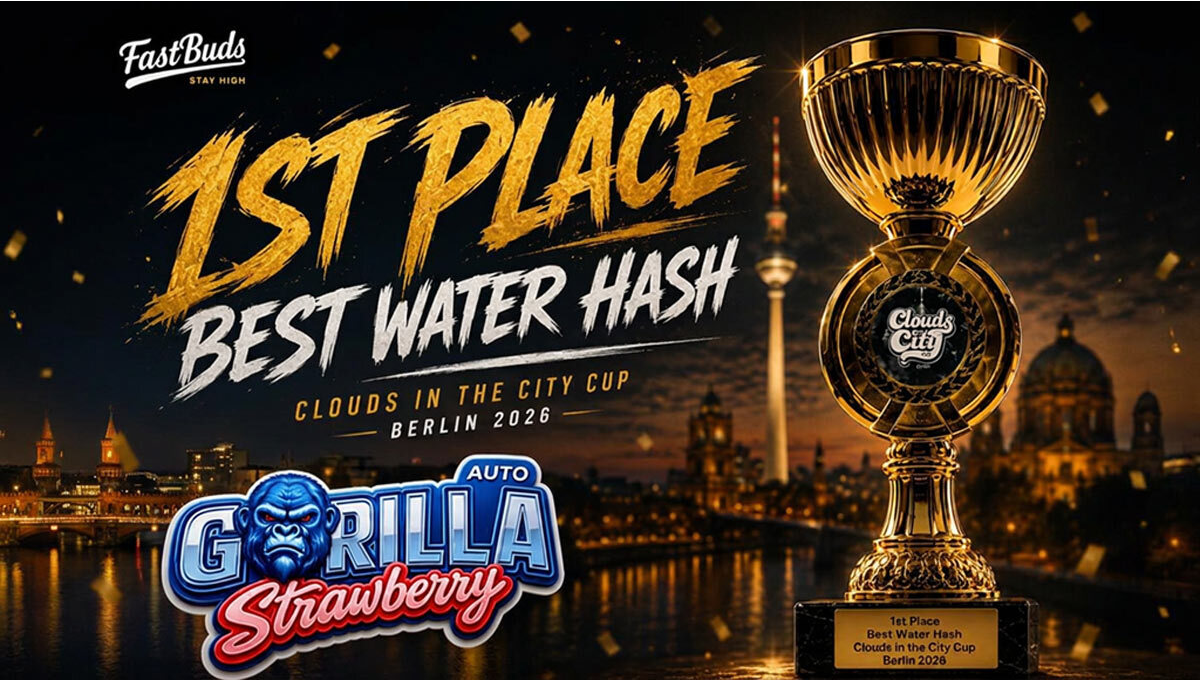 Strawberry Gorilla Auto conquista 1º Lugar de Melhor Water Hash na Clouds in the City Cup Berlin 2026